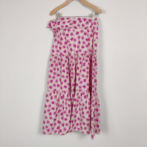 Zara Women's Floral Tiered Maxi Skirt Size Large 100% Cotton Bohemian Cottage - Picture 2 of 9